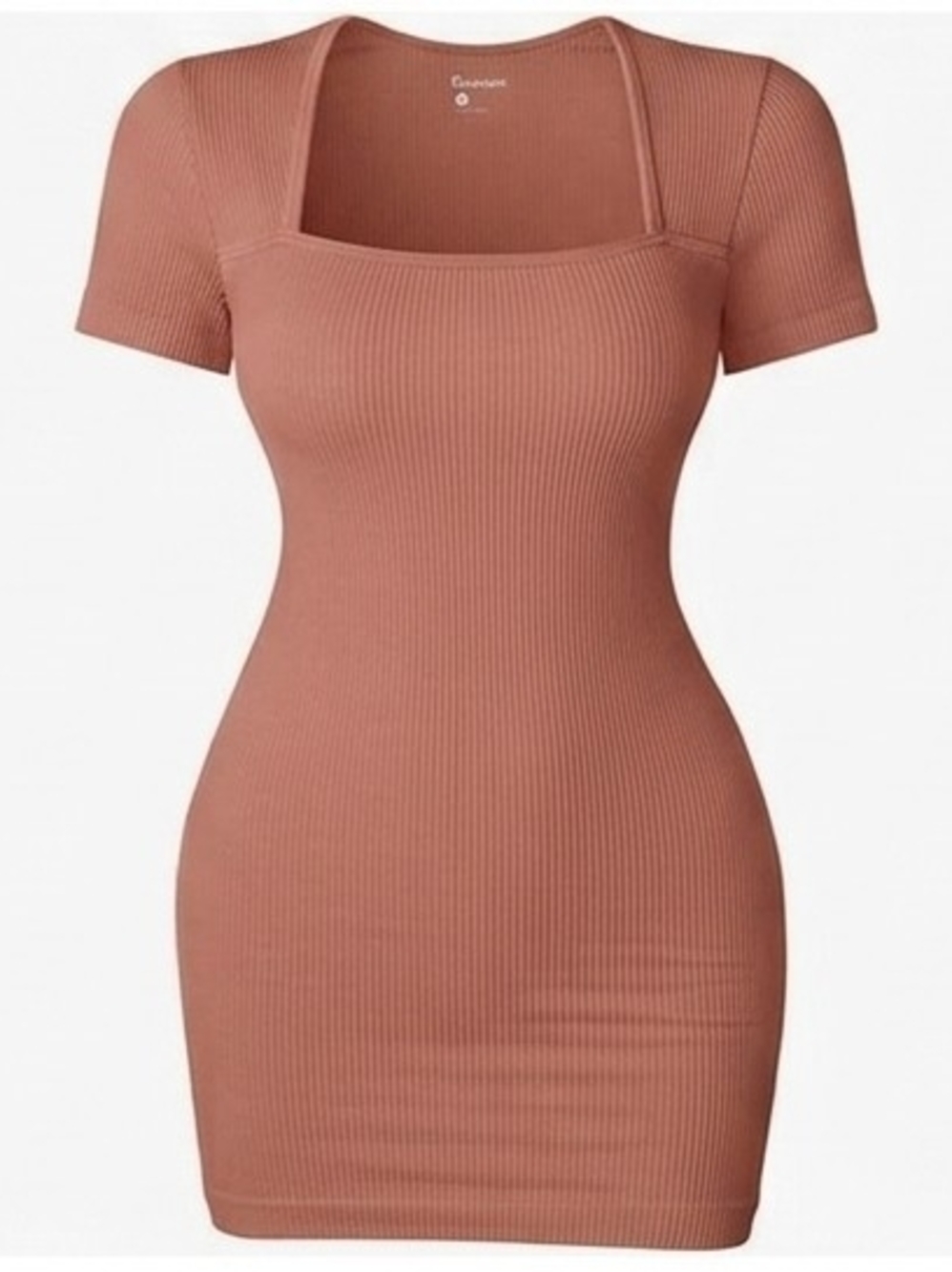 OQQ Square Neck Ribbed Bodycon Dress Size Large NWOT